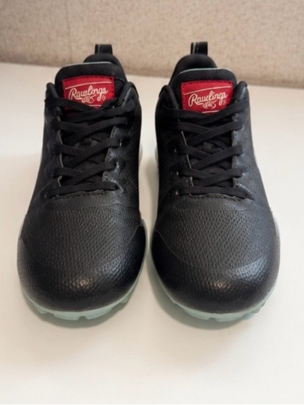 Rawlings Black Kids Athletic Shoes with Red Logo